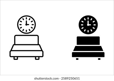 Vector illustration of  three o'clock icon sign and symbol. Line and Black icons on white background