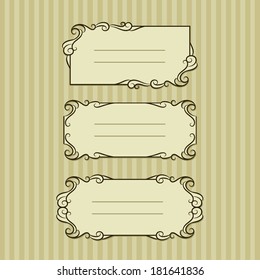 Vector illustration of three ornate frame for your content
