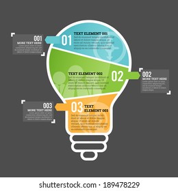 Vector Illustration Of Three Part Light Bulb Infographic Element.