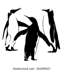 Vector illustration of three penguins