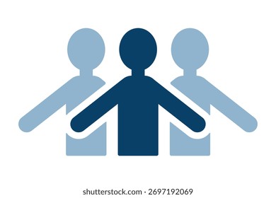 Ilustración vectorial de tres personas de pie uno al lado del otro.