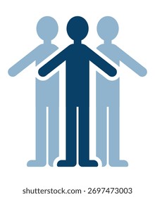 Vector illustration of three people standing side by side