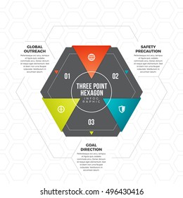 Vector Illustration Of Three Point Hexagon Infographic Design Element.