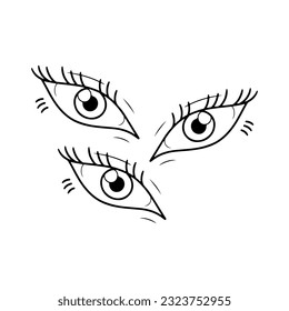 vector illustration of three pretty eyes