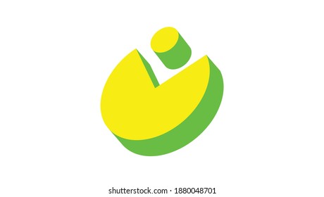 Ilustración vectorial de un cilindro de tres trimestres y diseño de logotipo de cilindro completo