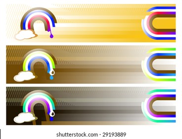 Vector illustration of three Rainbow Web Banners