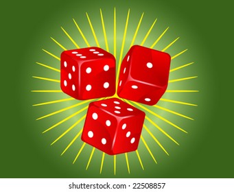 vector illustration of three red dices