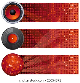 Vector illustration - three red music banners