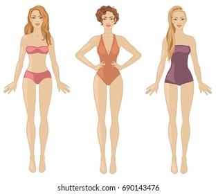 Vector illustration with three redheaded women.