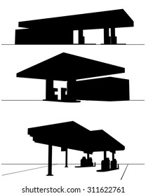 Vector illustration of a three refueling station
