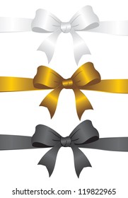 Vector illustration of a three ribbon bows isolated on white.