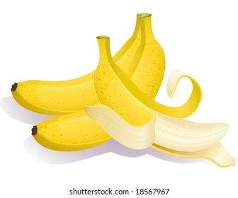 Vector illustration - Three ripe bananas