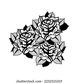 vector illustration of three rose