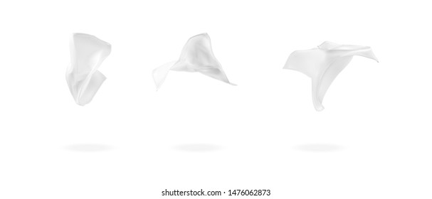 Vector illustration of three rumpled flying napkins