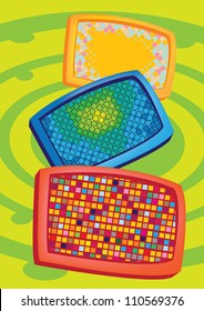 Vector illustration of Three screens with different shapes