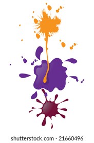 Vector illustration of three separate groups of paint blobs