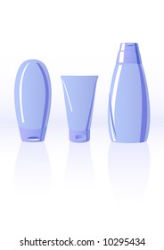 Vector illustration of three shampoo bottles