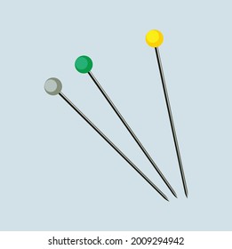 vector illustration of three sharp pins