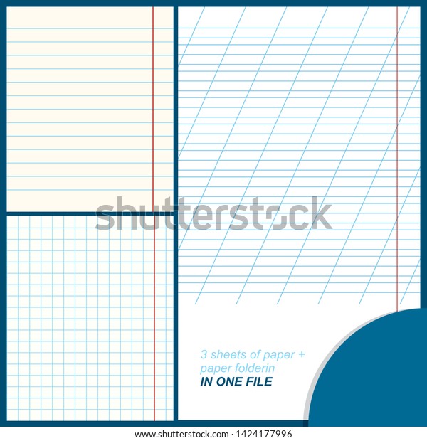 Vector Illustration Three Sheets Paper Line Stock Vector Royalty