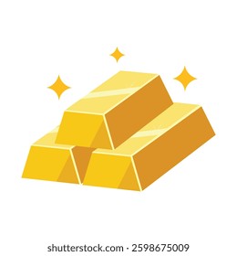 Vector illustration of three shining gold bar icon symbolizing wealth, investment, and financial security. Gold bar clipart, gold bar icon