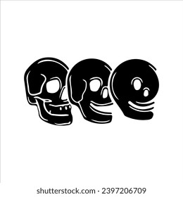 vector illustration of three skulls