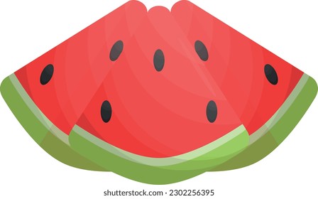 Ilustración vectorial de tres rodajas de sandía roja. La fruta fresca del verano.