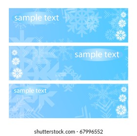 Vector illustration of three snowy banners