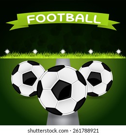 vector illustration of three soccer balls