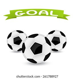 vector illustration of three soccer balls