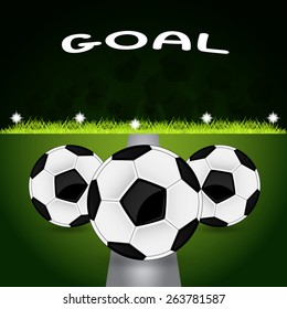 vector illustration of three soccer balls