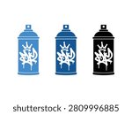 Vector illustration of three spray paint cans featuring unique graffiti style tags