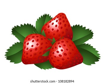 Vector illustration of three strawberries