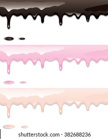 Vector illustration of three streaks of yogurts