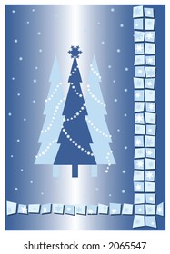 vector illustration of three stylized Christmas trees
