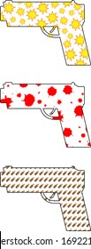 Vector illustration of three stylized guns