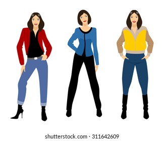 Vector illustration of a three teenagers set