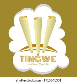 vector illustration, three traditional cigarettes and in Indonesia it is often called "ting we", flat logo style