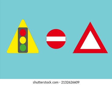 Vector illustration of three traffic signs