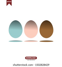 vector illustration of three types of animal eggs with white background