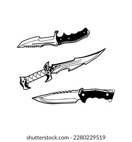 ilustración vectorial de tres tipos de dagas