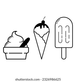 Vektorgrafik von drei Arten von Eis, flaches Design, Vektorkunst, Ikone und Grafikdesign
