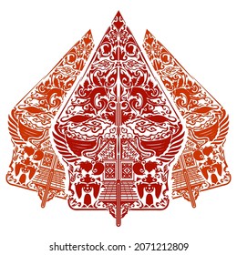 Vector illustration, Three wayang gunungan or tree of life, white background