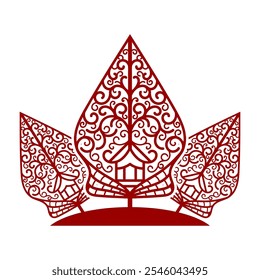 Vector illustration, Three wayang gunungan or tree of life, white background