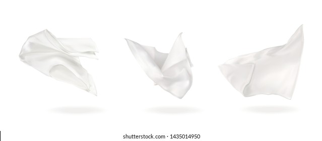 vector illustration three white flying napkin