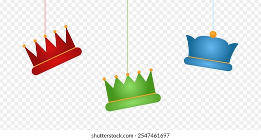 Ilustración vectorial de tres hombres sabios colgando la corona sobre fondo transparente