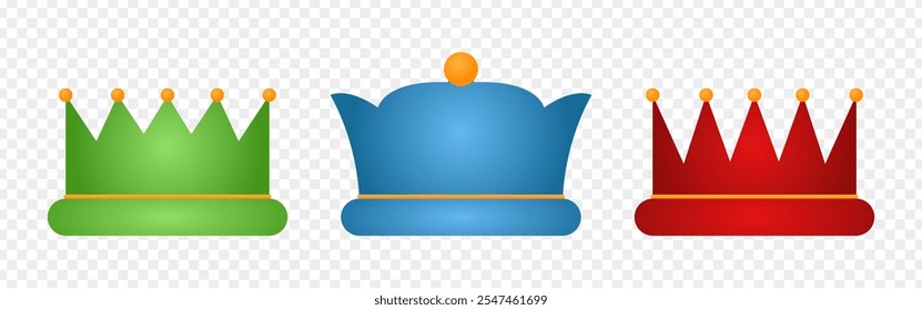 Vector illustration of three wise men crown on transparent background