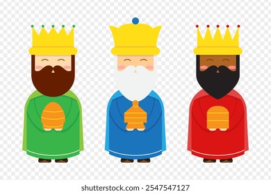 Ilustração vetorial de três caracteres de homem sábio em fundo transparente