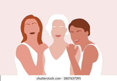 Vector illustration of three women of different ages.Abstract portrait in a minimalistic style.