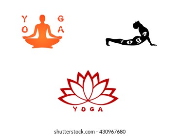 Vector illustration of a three yoga set