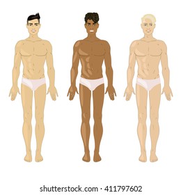 Vector illustration with three young man